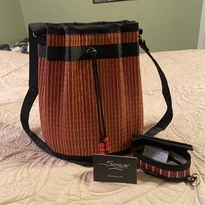 Large basket of Cambodia adjustable shoulder crossbody bucket style bag